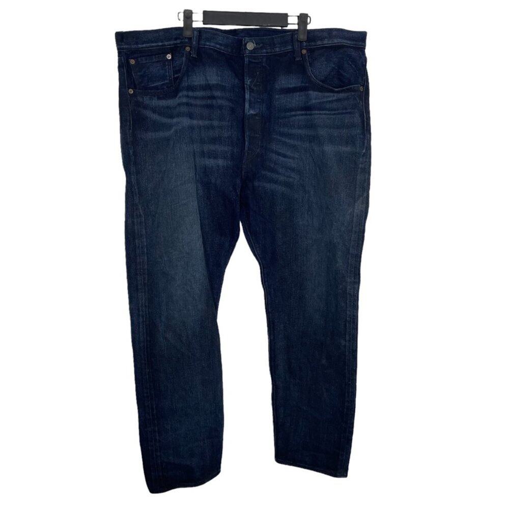 Levi's Mens Jeans Size 42x32 Dark Wash Blue Denim 501 Button Fly Straight Leg